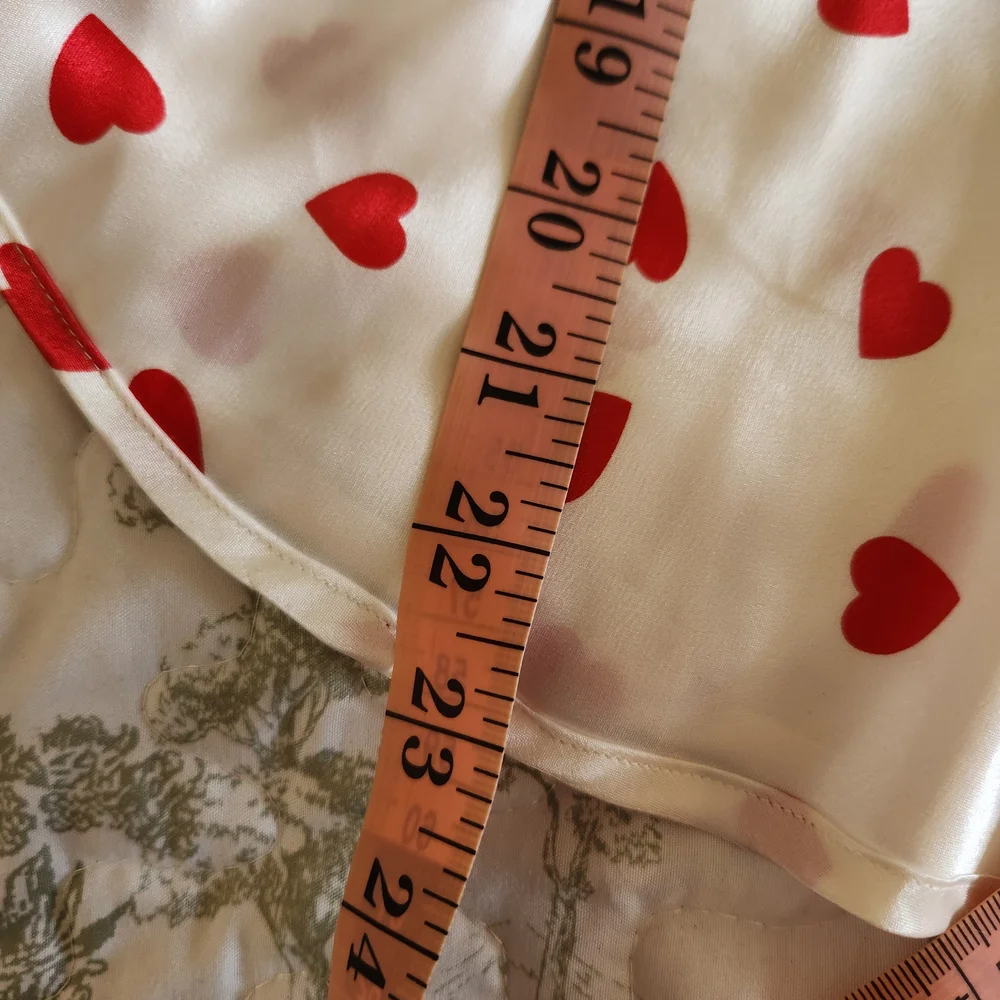 La Mouette Heart Print Satin Pajama Set Tank & Striped Shorts Size Large - Picture 7 of 9